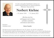 Traueranzeige Norbert Kiehne