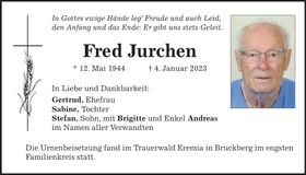 Traueranzeige Fred Jurchen