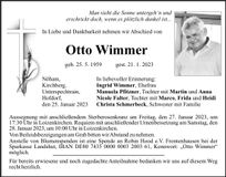 Traueranzeige Otto Wimmer