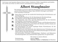 Traueranzeige Albert Stanglmaier