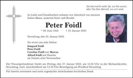 Traueranzeige Peter Foidl
