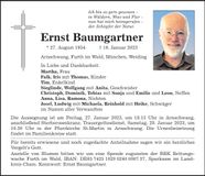 Traueranzeige Ernst Baumgartner