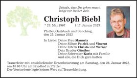 Traueranzeige Christoph Biebl