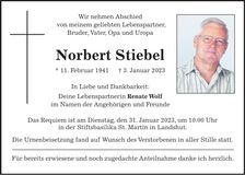 Traueranzeige Norbert Stiebel