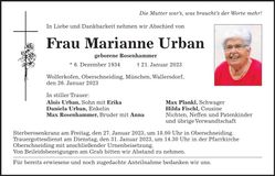 Traueranzeige Marianne Urban