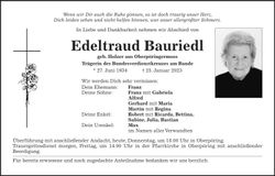 Traueranzeige Edeltraud Bauriedl