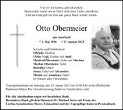 Traueranzeige Otto Obermeier