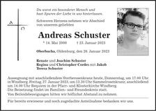 Traueranzeige Andreas Schuster