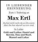 Traueranzeige Max Ertl