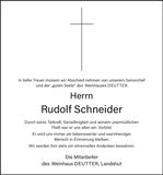 Traueranzeige Rudolf Schneider