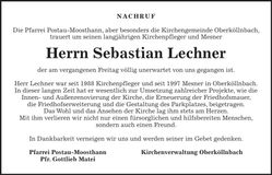 Traueranzeige Sebastian Lechner