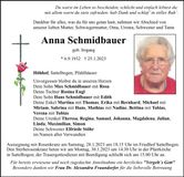 Traueranzeige Anna Schmidbauer