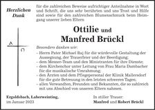 Traueranzeige Ottilie und Manfred Brückl