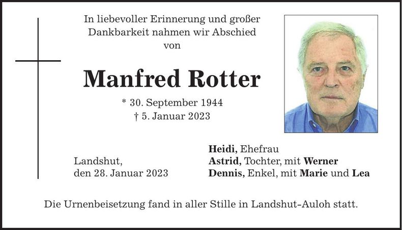 Traueranzeige Manfred Rotter