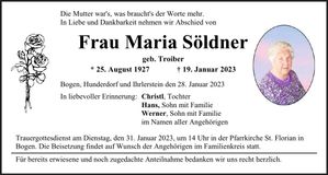 Traueranzeige Maria Söldner