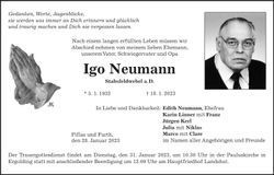 Traueranzeige Igo Neumann