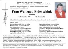 Traueranzeige Waltraud Eidenschink