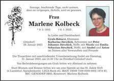 Traueranzeige Marlene Kolbeck