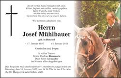 Traueranzeige Josef Mühlbauer