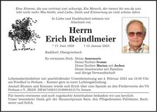 Traueranzeige Erich Reindlmeier