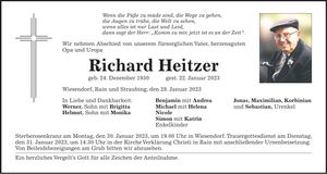 Traueranzeige Richard Heitzer