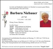 Traueranzeige Barbara Niebauer