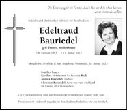 Traueranzeige Edeltraud Bauriedel