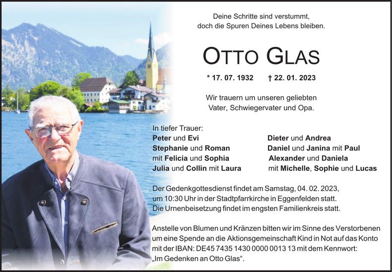 Traueranzeige Otto Glas