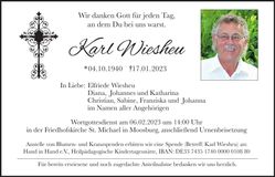 Traueranzeige Karl Wiesheu