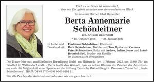 Traueranzeige Annemarie Schönleiter