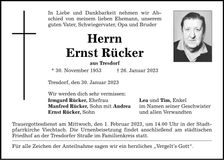 Traueranzeige Ernst Rücker