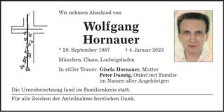 Traueranzeige Wolfgang Hornauer