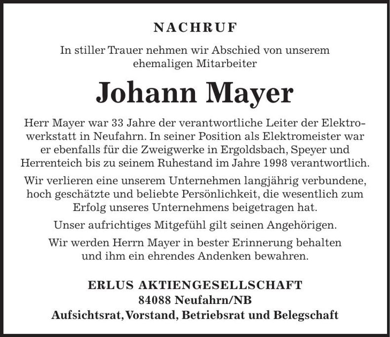 Traueranzeige Hermann Spichtinger