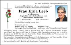 Traueranzeige Erna Leeb