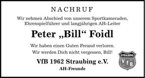 Traueranzeige Peter Foidl