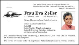 Traueranzeige Eva Zeiler