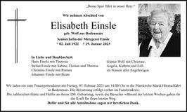 Traueranzeige Elisabeth Einsle