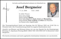 Traueranzeige Josef Bergmeier