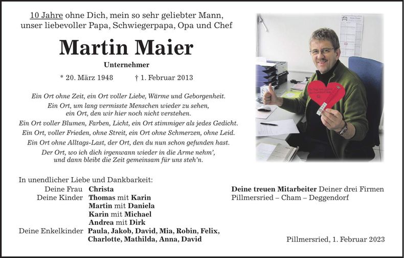 Traueranzeige Martin Maier