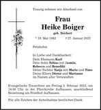 Traueranzeige Heike Boiger