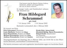 Traueranzeige Hildegard Schrammel