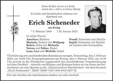 Traueranzeige Erich Sicheneder
