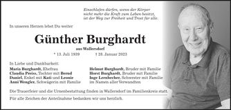 Traueranzeige Günther Burghardt