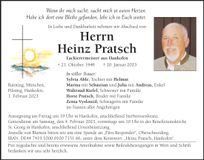 Traueranzeige Heinz Pratsch