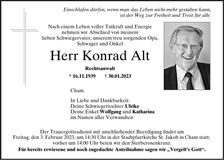 Traueranzeige Konrad Alt