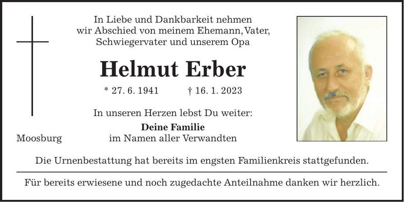 Traueranzeige Helmut Erber