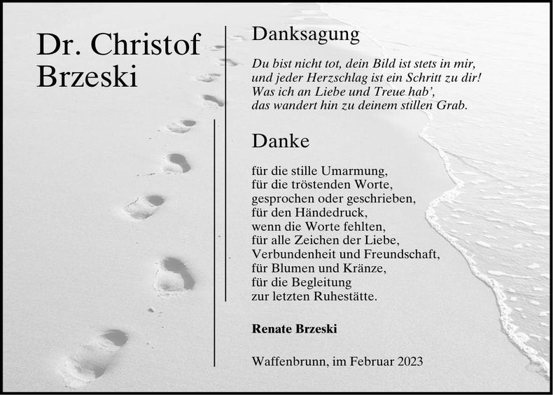 Traueranzeige Christof Brzeski