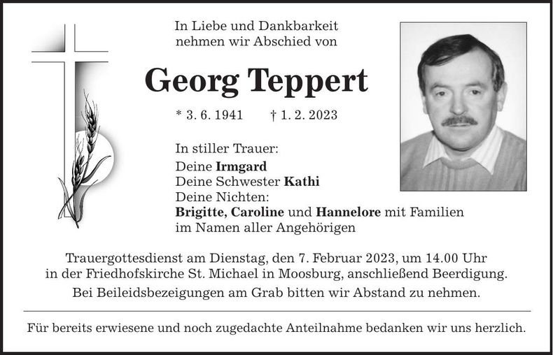 Traueranzeige Georg Teppert
