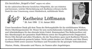 Traueranzeige Karlheinz Löfflmann
