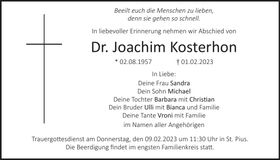 Traueranzeige Joachim Dr. Kosterhon
